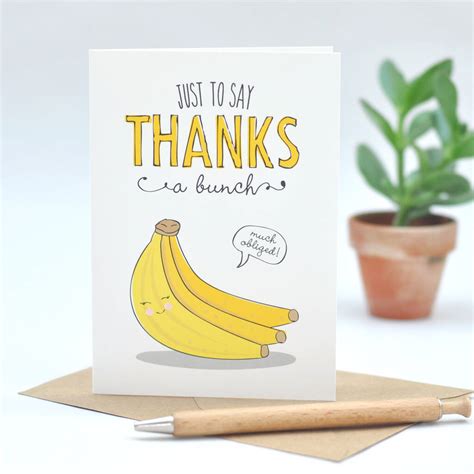 Funny Thank You Card Thanks A Bunch By Zedig Design