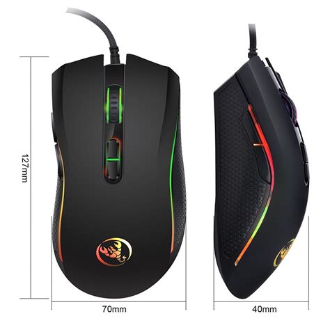 hxsj a869 ergonomic 3200dpi gaming wired optical mouse with 7 buttons and 7 color led for pro