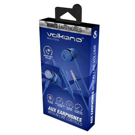 Volkano Stannic Series Wired Earphones With Mic Blue Matrix Warehouse
