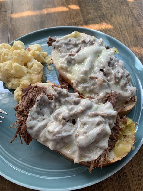 Trim fat from beef and discard. Open faced Italian Beef Sandwiches : instantpot