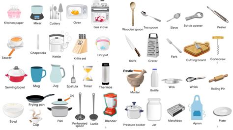 Some utensils are both food preparation utensils and eating utensils. List of 70+ Kitchen Utensils Names with Pictures