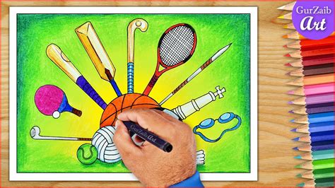 Sports Day Drawing Poster Making On Sports Day India Easy Step By