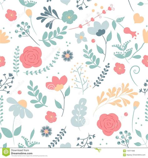 Seamless Cute Floral Vector Pattern Background Flower Pattern On White Background Stock