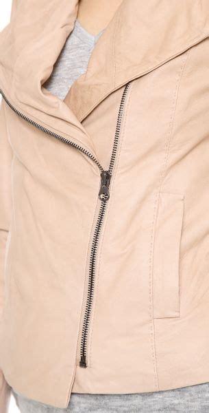Vince Scuba Leather Jacket In Pink Pale Blush Lyst
