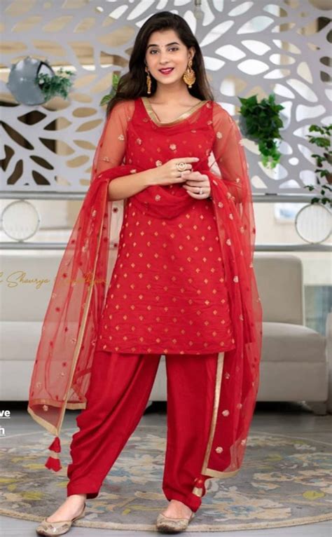 Indian Red Patiala Salwar Suit Lehenga Designer Patiala Suit Etsy
