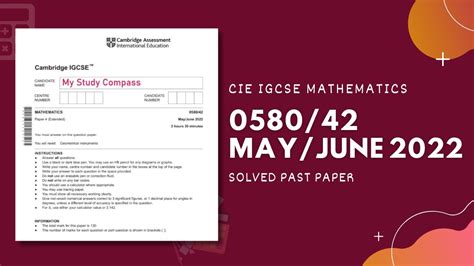 058042mj22 Easy Step By Step Solutions Cie Igcse Maths Paper