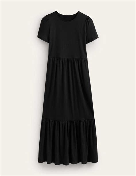 Tiered Easy Jersey Midi Dress Black Boden Uk