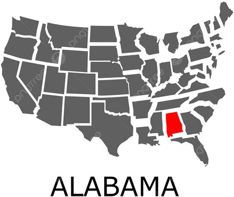 State Of Alabama On Map Of Usa American Outline Geography Vector