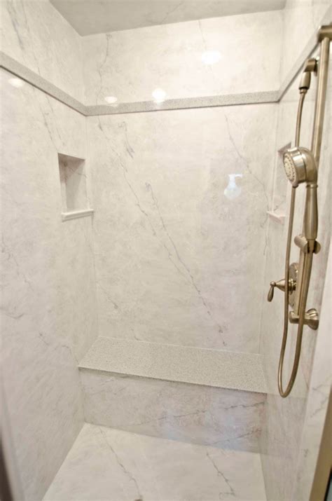 Wall tiles used can be a 12×12 tile, or anything larger than 6×6 size. Showers & Colors & Installers...Oh My! | Marble shower walls, Granite shower, Cultured marble ...