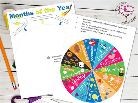 Months Of The Year Interactive Wheel Printable Homeschool Etsy