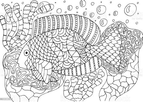 Livre De Coloriage Antistress Poissons Tropicaux Avec Des Algues Et Des