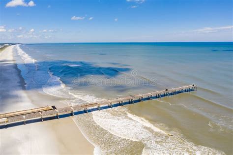 Aerial Photo Jacksonville Beach Fishing Pier Travel Destination Stock