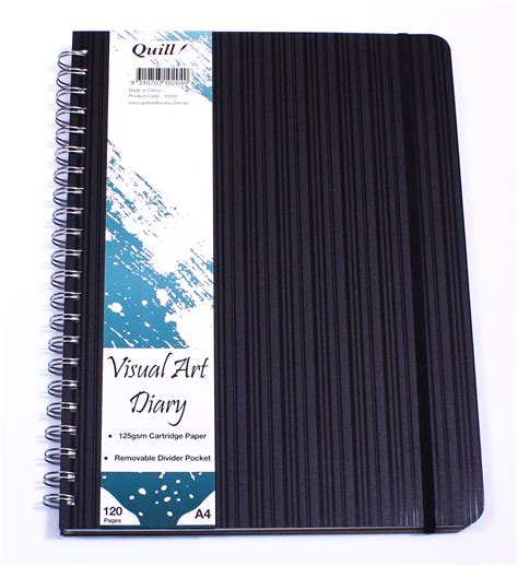 Quill A4 Visual Art Diary Premium With Pocket 120 Page Aqua