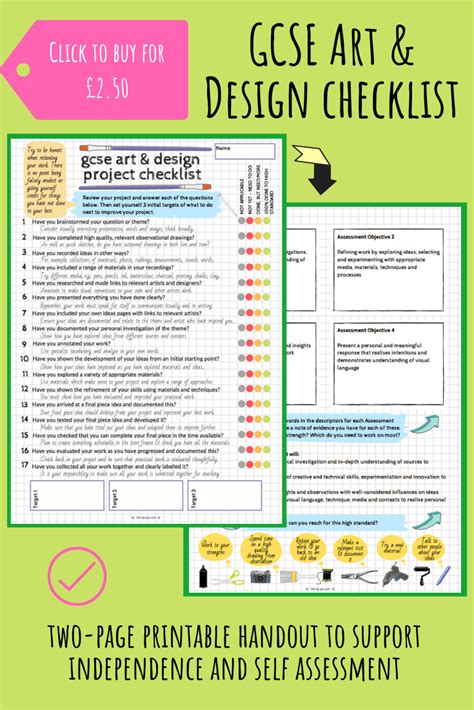 The Handouts You Need To Get The Art Exam Prep Right Felt Tip Pen Student Self Assessment