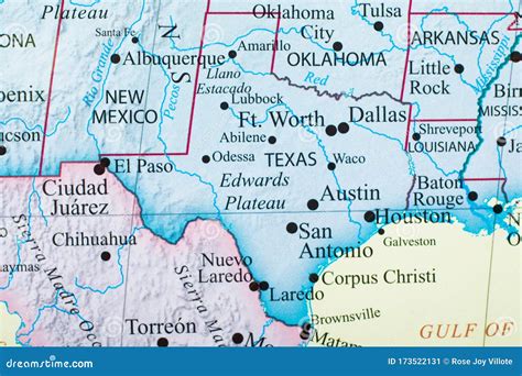 Mapa De Estados Unidos Enfocado En El Estado De Texas Imagen De Archivo Imagen De Foco