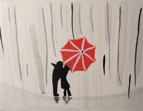 Couple Kissing In Rain Drawing