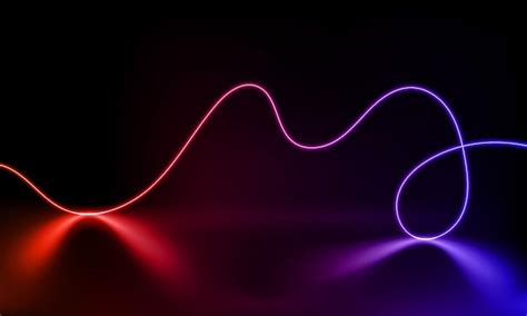 Абстрактный красочный неоновый фон с волнистой линией светящейся в