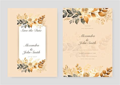 Premium Vector Nude Rose Flower Flora Beautiful And Elegant Floral Wedding Invitation Card