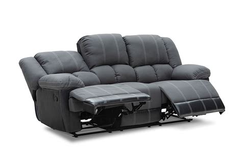 Charcoal Madden Fabric 3 Seater With 2 Inbuilt Recliners