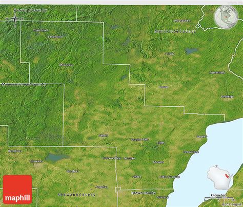 Satellite 3d Map Of Oconto County