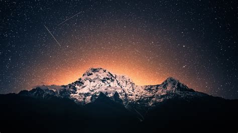 Night Starry Sky Mountains 4k 6994 Wallpaper