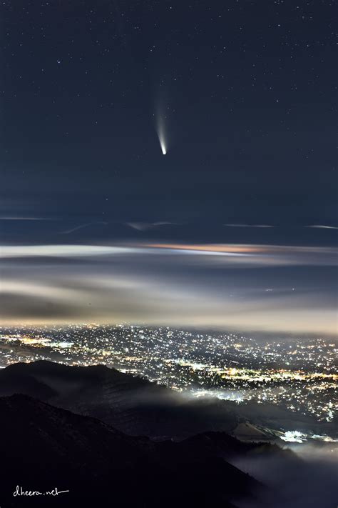 Comet Neowise Over City Lights As Seen From The Summit Of Mt Diablo