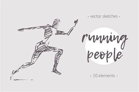 Set Of Sketches Of Running People Run Man Hand Vector Sketch Marathon