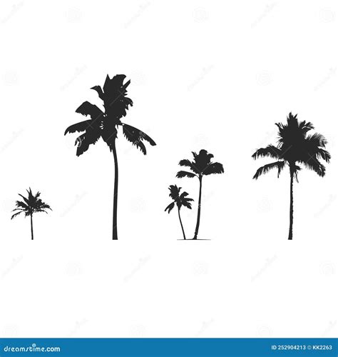 Palm Trees Silhouettes Set Stock Vector Illustration Of Forest 252904213