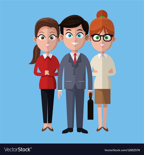 Cartoon Man And Women Colleagues Work Business Vector Image