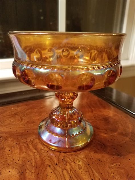 Amber Carnival Glass Candy Dish Candy Bowl Vintage Opalescent Amber