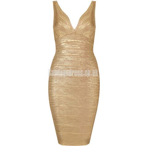 Deep V Neck Sexy Strap Foil Print Red Gold Backless Bandage Dress Bandage Dress Uk Online Shop