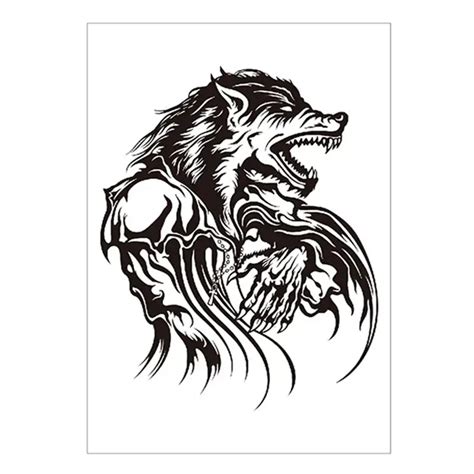 Evil Wolf Temporary Tattoo Sticker1521cm Flash Tattoo Stickers