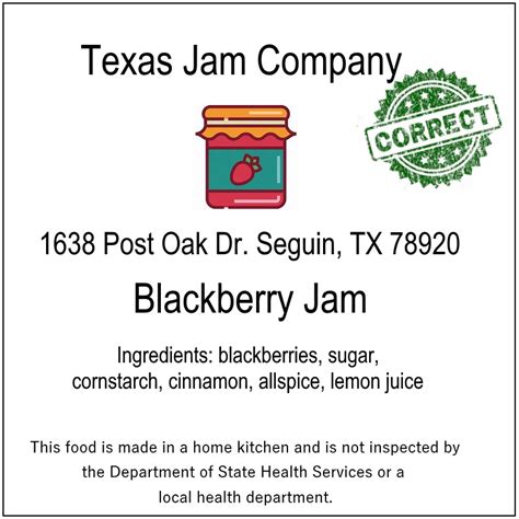 All About Texas Cottage Food Labels Homemade Texas