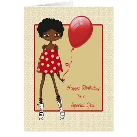 Modern African American Girl Birthday Card In 2021