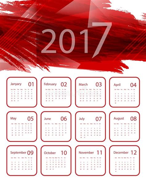 Vectorkalender Voor 2017 Vector Illustratie Illustration Of Bureau