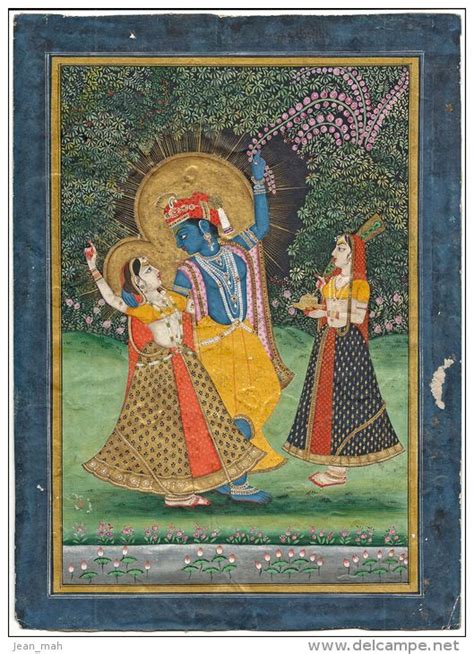 Rajasthan Indian Miniature Painting From The Jaipur School Radha