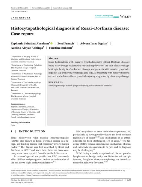 Pdf Histocytopathological Diagnosis Of Rosaidorfman Disease Case Report