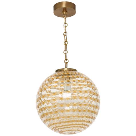 Textured Murano Glass Globe Pendant With Brass Details At 1stdibs