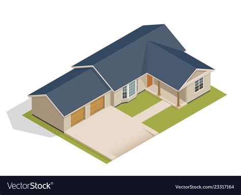 Isometric Suburban House With Double Garage Vector Image