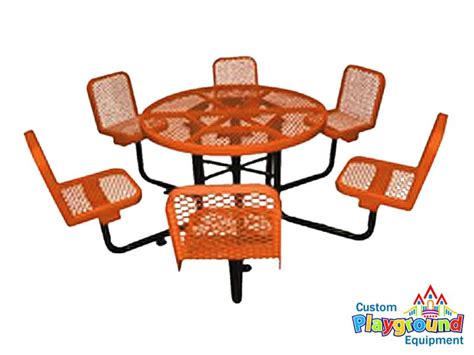 Huntington collection table and chairs. Expanded Metal Picnic Table and Chairs | CustomPlaygroundEquipment.com