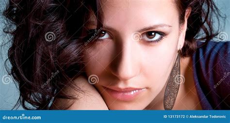 A Pretty Young Woman With Ear Ring Stock Photo Image Of Girl Face