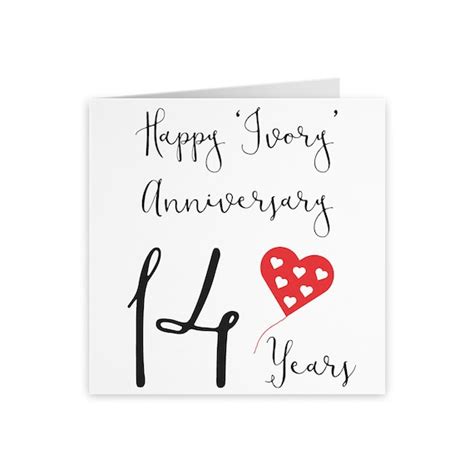 14th Wedding Anniversary Card Happy Ivory Etsy