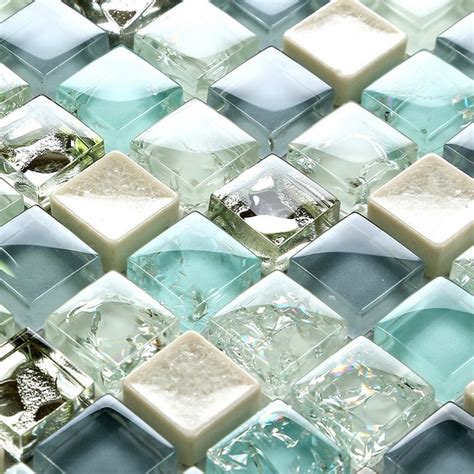 Lovely Mini Square Blue Crackle Glass Mosaic Crrystal Tiles For Kitchen Backsplash Tile Bathroom