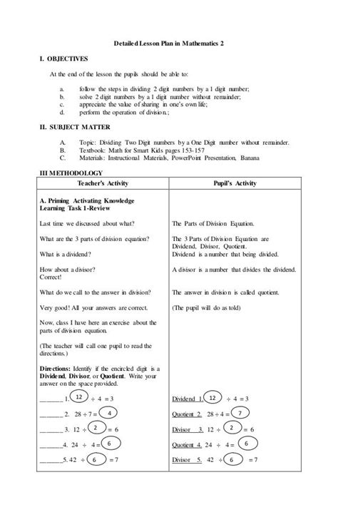 lesson plan  math ii math lesson plans lesson plan examples math