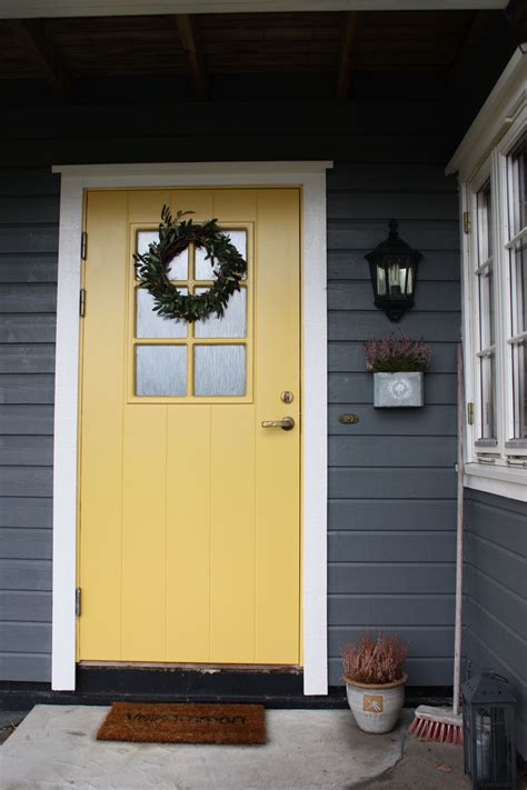 The overall aesthetic is one of contrast. This summer I painted my entrance door bright yellow. A ...