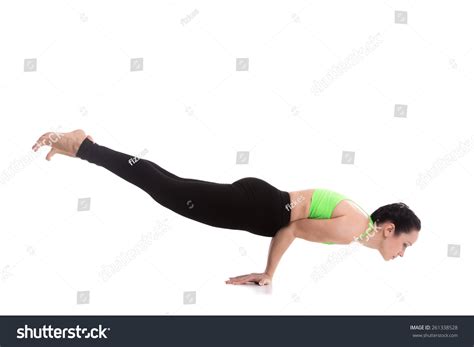 Beautiful Sporty Girl Doing Arm Balancing Stock Photo 261338528