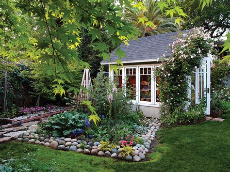 This is another backyard landscaping idea that won't require a lot of water to keep up. Favorite Backyard Sheds - Sunset Magazine