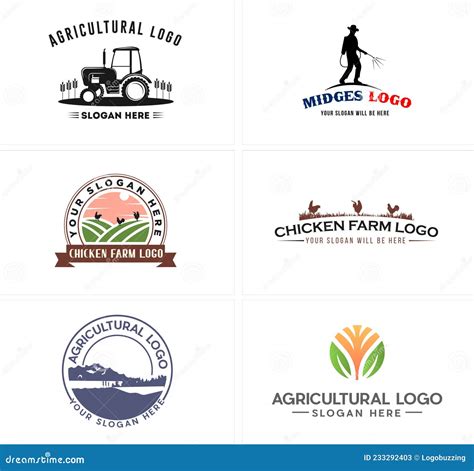 Agriculture Land Field Chicken Farm Logo Design Stock Vector