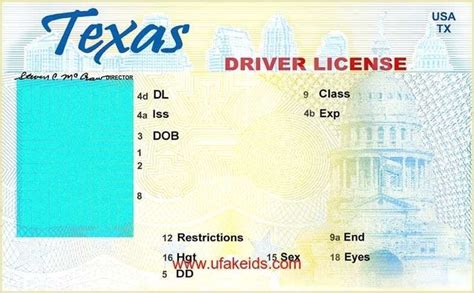 Texas Driver License Template Id Card Template Passport Template