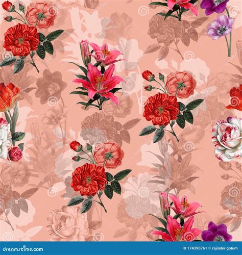 Digital Print Flower Pattern Design Stock Illustration Illustration